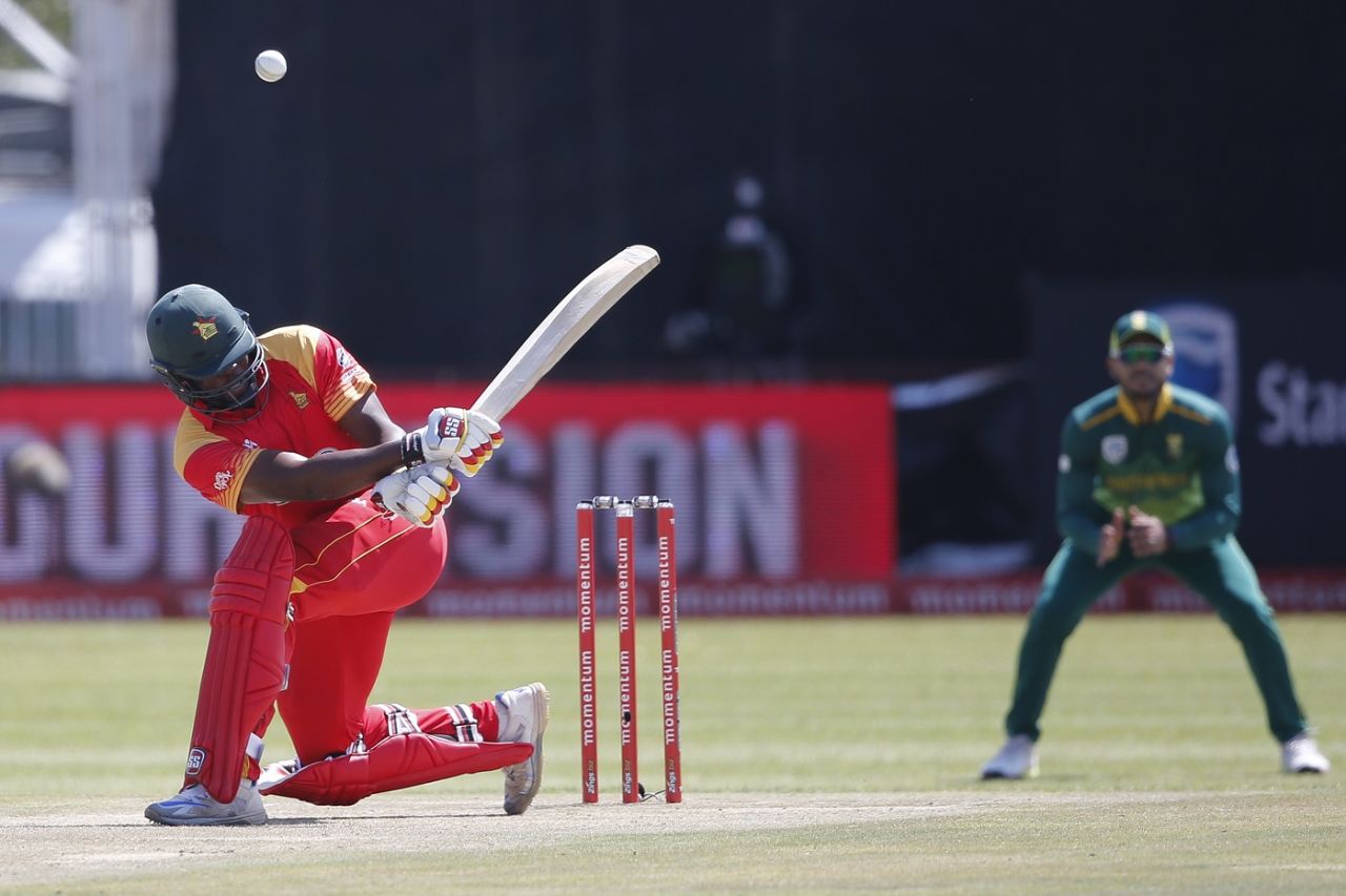 Hamilton Masakadza attempts a lap shot, South Africa v Zimbabwe, 1st ODI, Diamond Oval, September 30, 2018