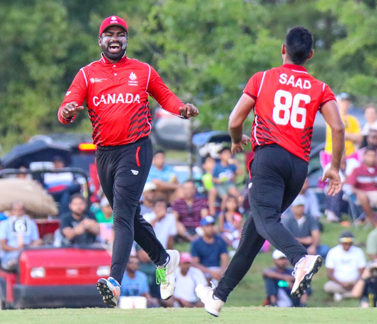 Srimantha Wijeyeratne celebrates after a Canada wicket, USA v Canada, ICC World Twenty20 Americas Sub Regional Qualifier A, Morrisville, September 22, 2018