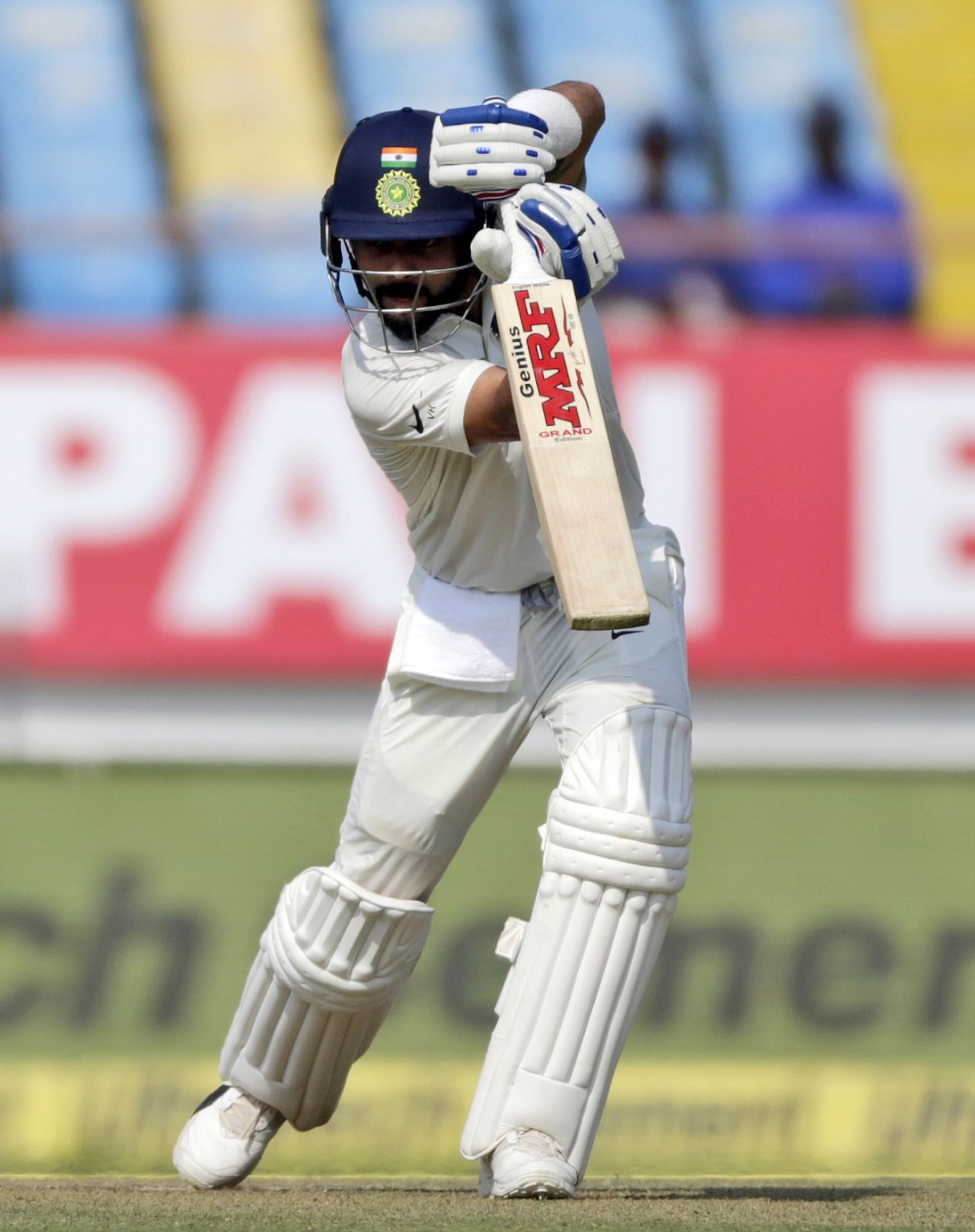 Virat Kohli drives through the covers, India v West Indies, 1st Test, Rajkot, 1st day, October 4, 2018