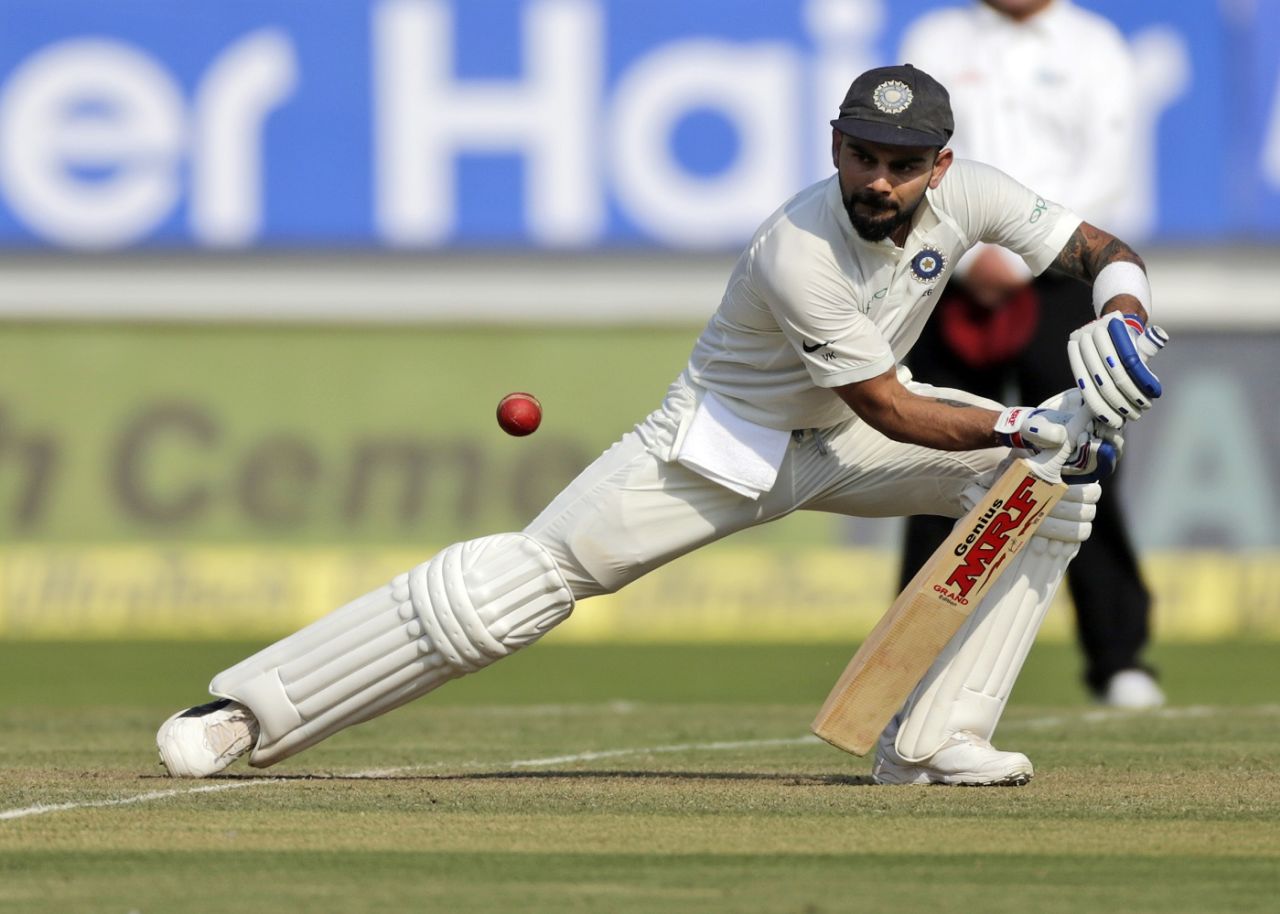 Virat Kohli steers the ball away, India v West Indies, 1st Test, Rajkot, 1st day, October 4, 2018