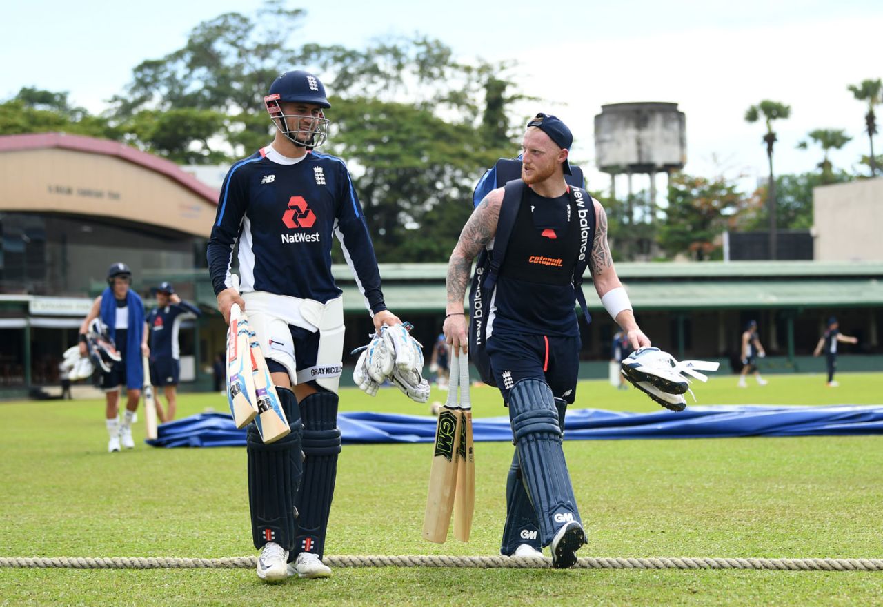 Alex Hales and Ben Stokes head to net practice, Colombo, October 4, 2018
