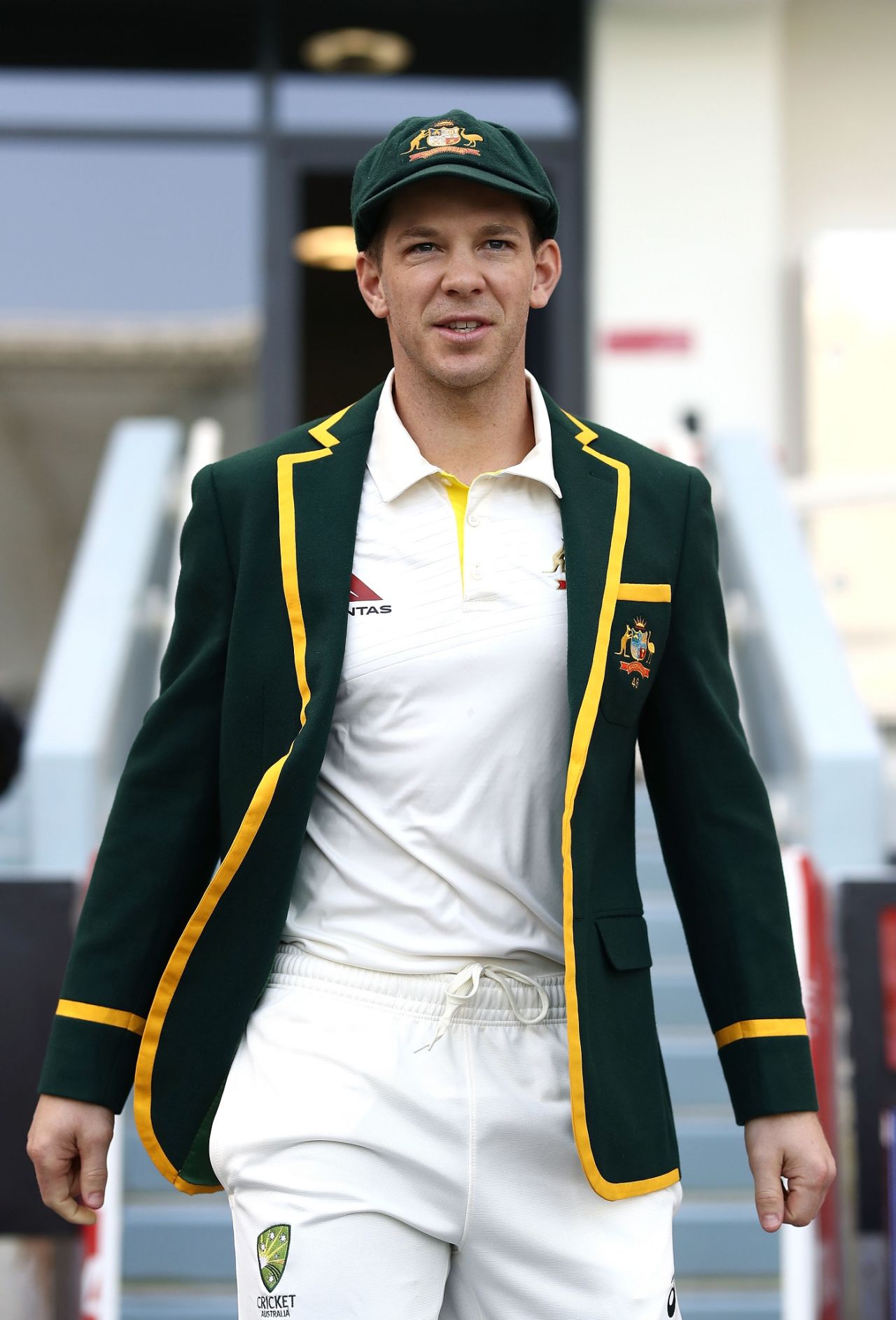 Australia captain Tim Paine walks out to the toss, Pakistan v Australia, 1st Test, Dubai, October 7, 2018