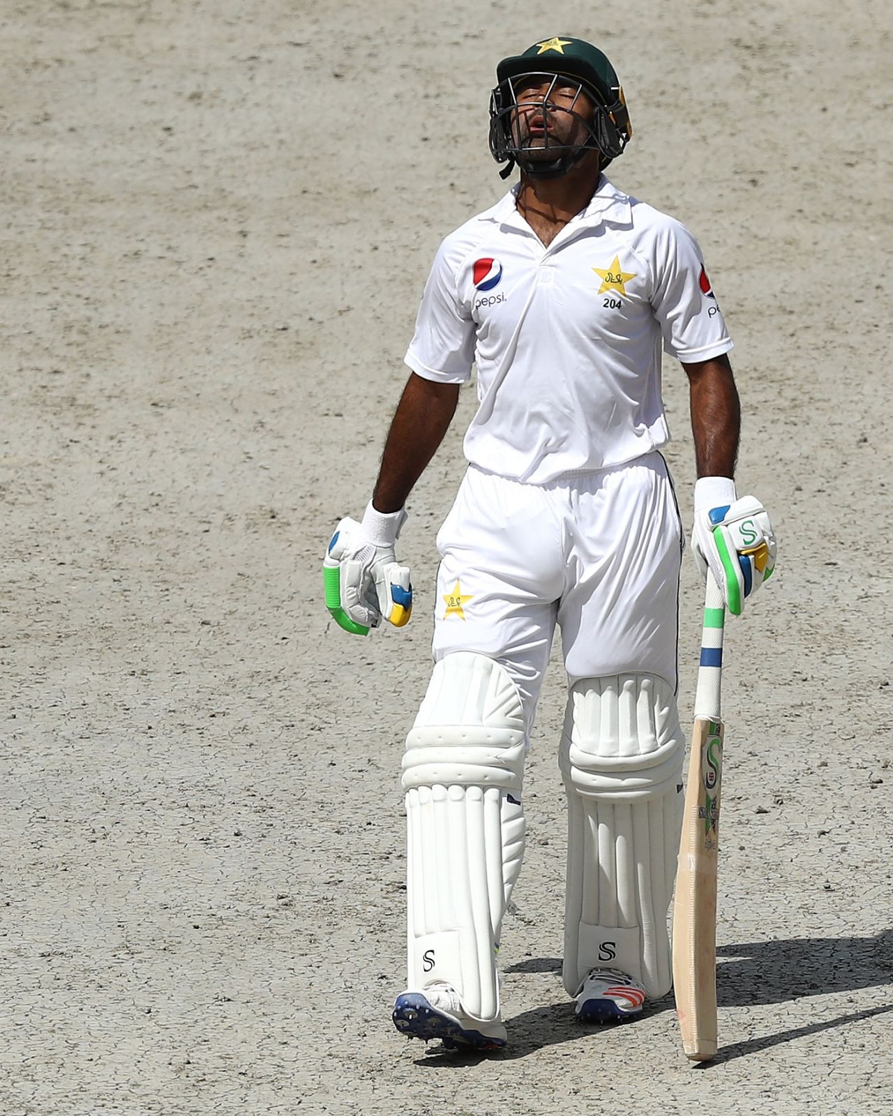 Asad Shafiq is relieved after getting to a fifty, Pakistan v Australia, 1st Test, Dubai, 2nd day, October 8, 2018