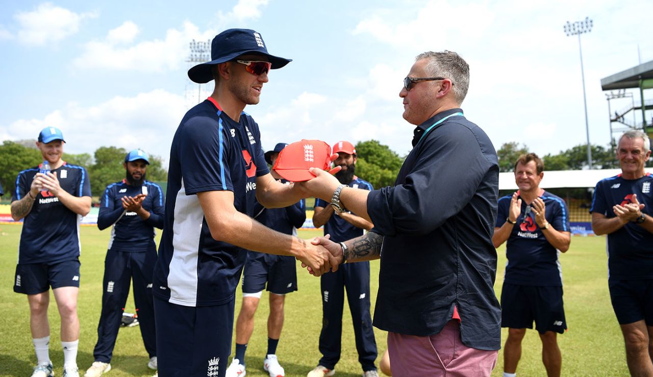 Olly Stone was handed his cap by Darren Gough, Sri Lanka v England, 1st ODI, Dambulla, October 10, 2018