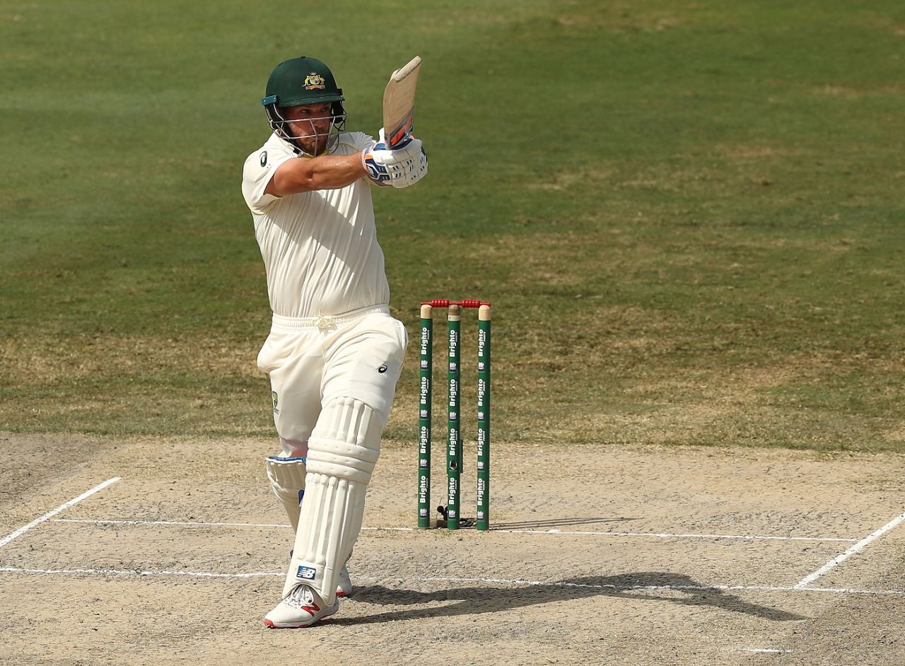 Aaron Finch pulls, Pakistan v Australia, 1st Test, Dubai, 4th day, October 10, 2018