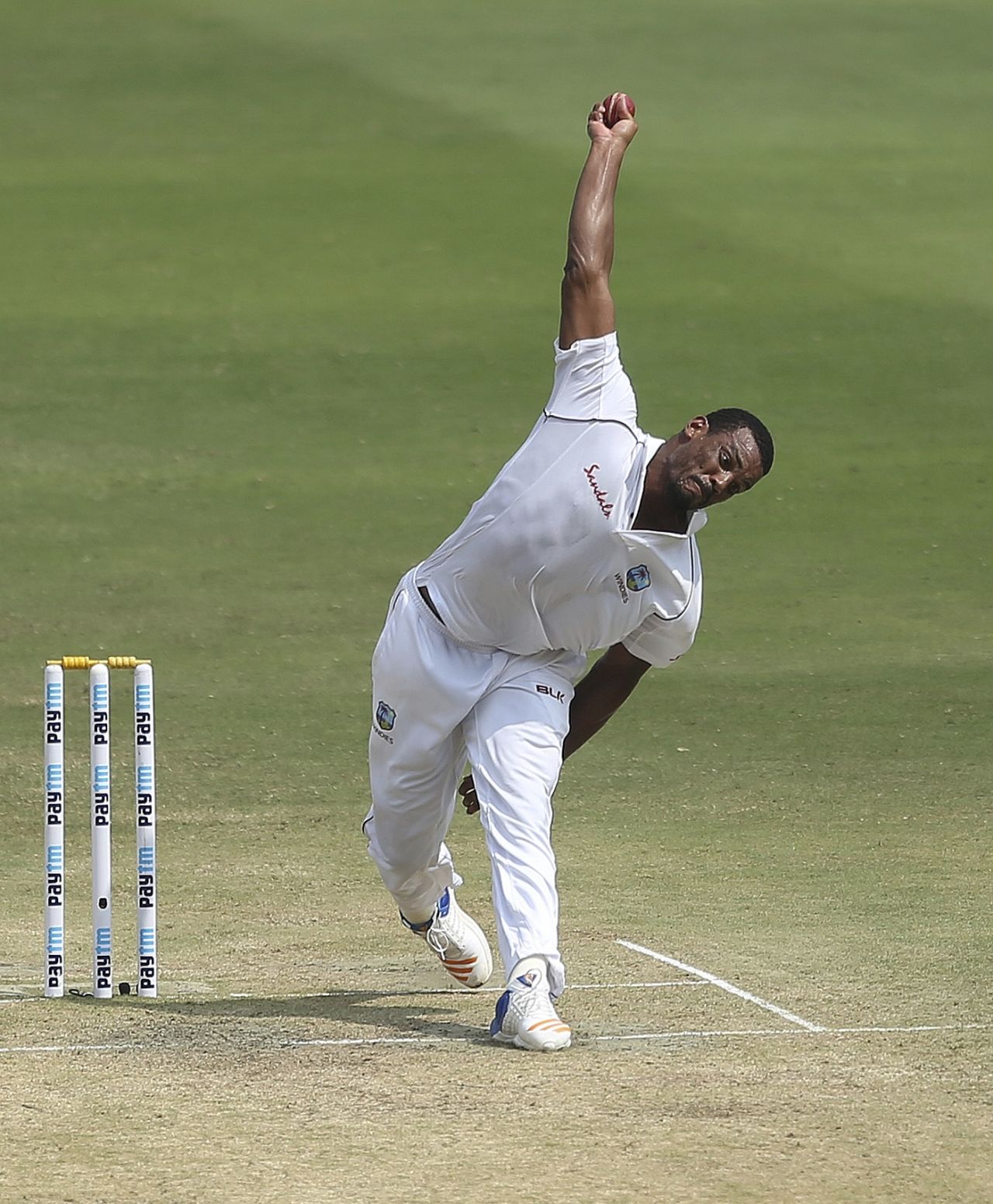 Shannon Gabriel in his delivery stride, India v West Indies, 2nd Test, Hyderabad, Day 3, October 14, 2018