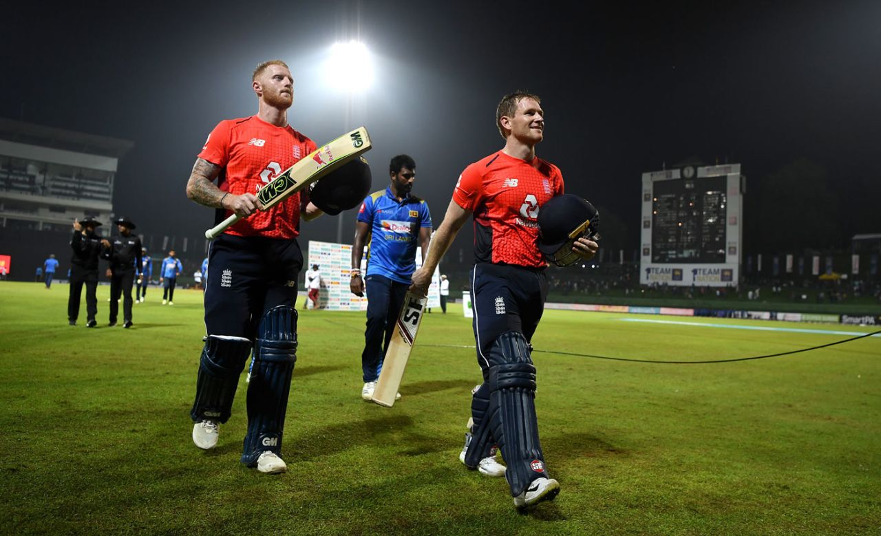 Ben Stokes and Eoin Morgan saw the chase home, Sri Lanka v England, 3rd ODI, Pallekele, October 17, 2018