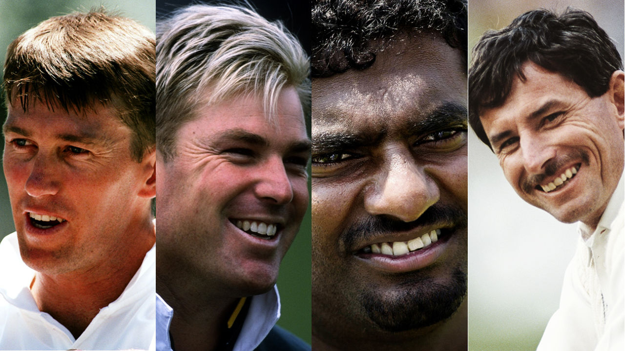 Composite: Glenn McGrath, Shane Warne, Muttiah Muralitharan and Richard Hadlee