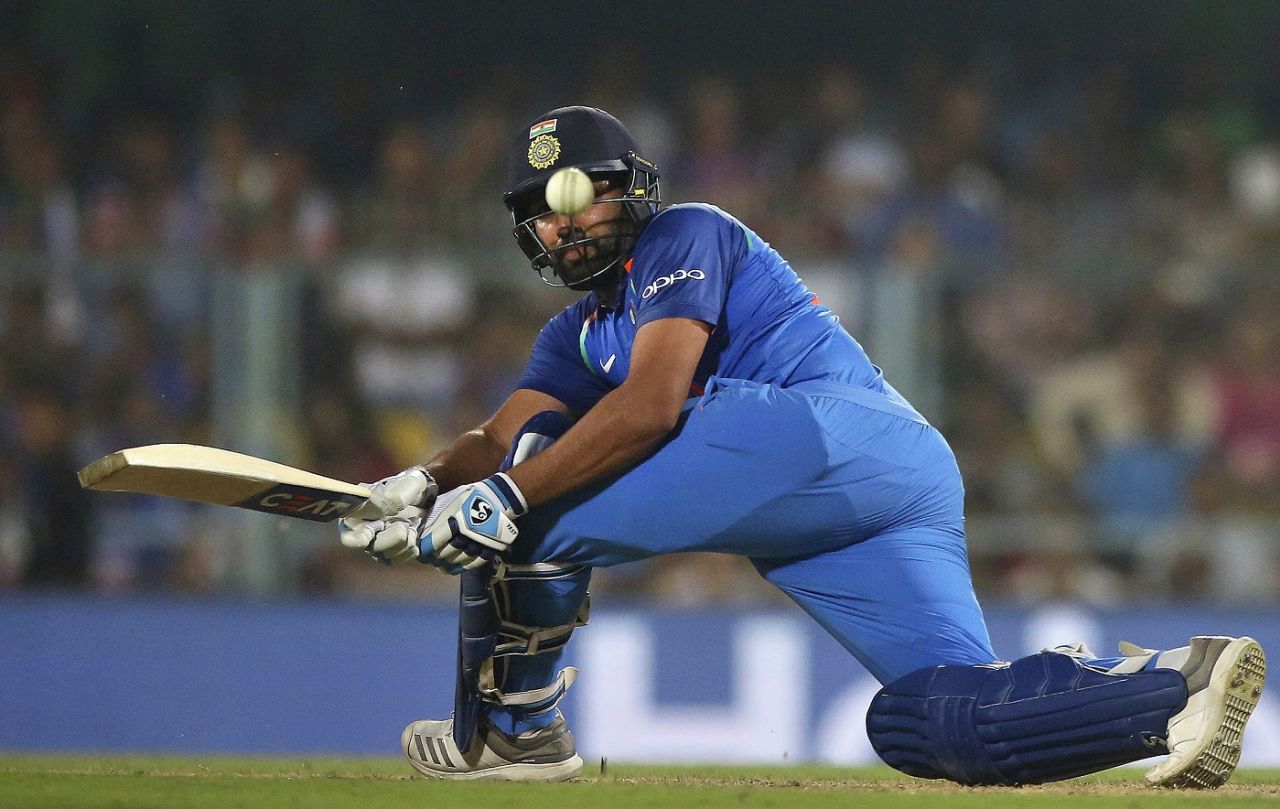 Rohit Sharma sweeps, India v West Indies, 1st ODI, Guwahati, October 21, 2018