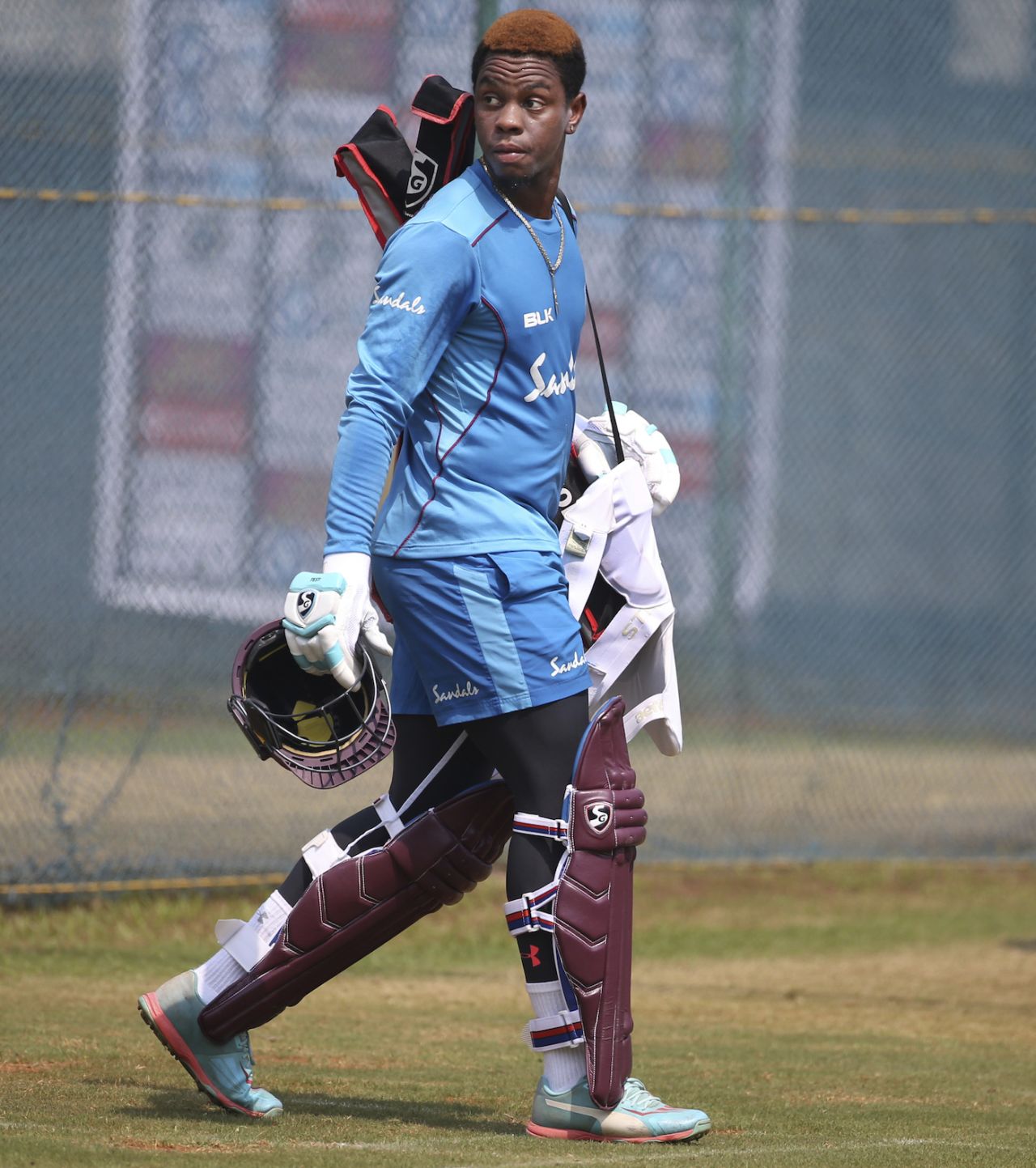 Shimron Hetmyer at a net session on the eve of the second ODI against India, Visakhapatnam, October 23, 2018