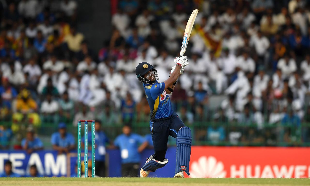 Kusal Mendis swings down the ground, Sri Lanka v England, 5th ODI, October 23, 2018