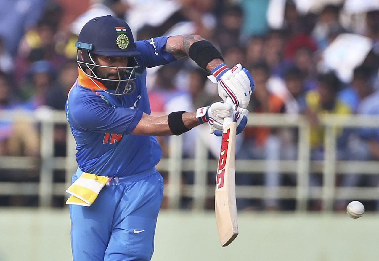 Virat Kohli whips one through mid-wicket, India v West Indies, 2nd ODI, Visakhapatnam, October 24, 2018