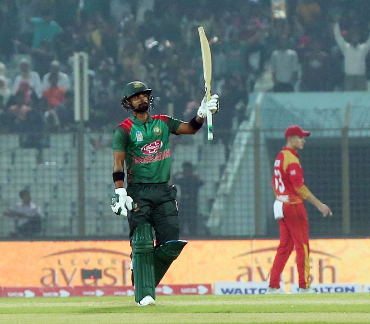 Liton Das celebrates his half-century, Bangladesh v Zimbabwe, 2nd ODI, Chittagong, October 24, 2018