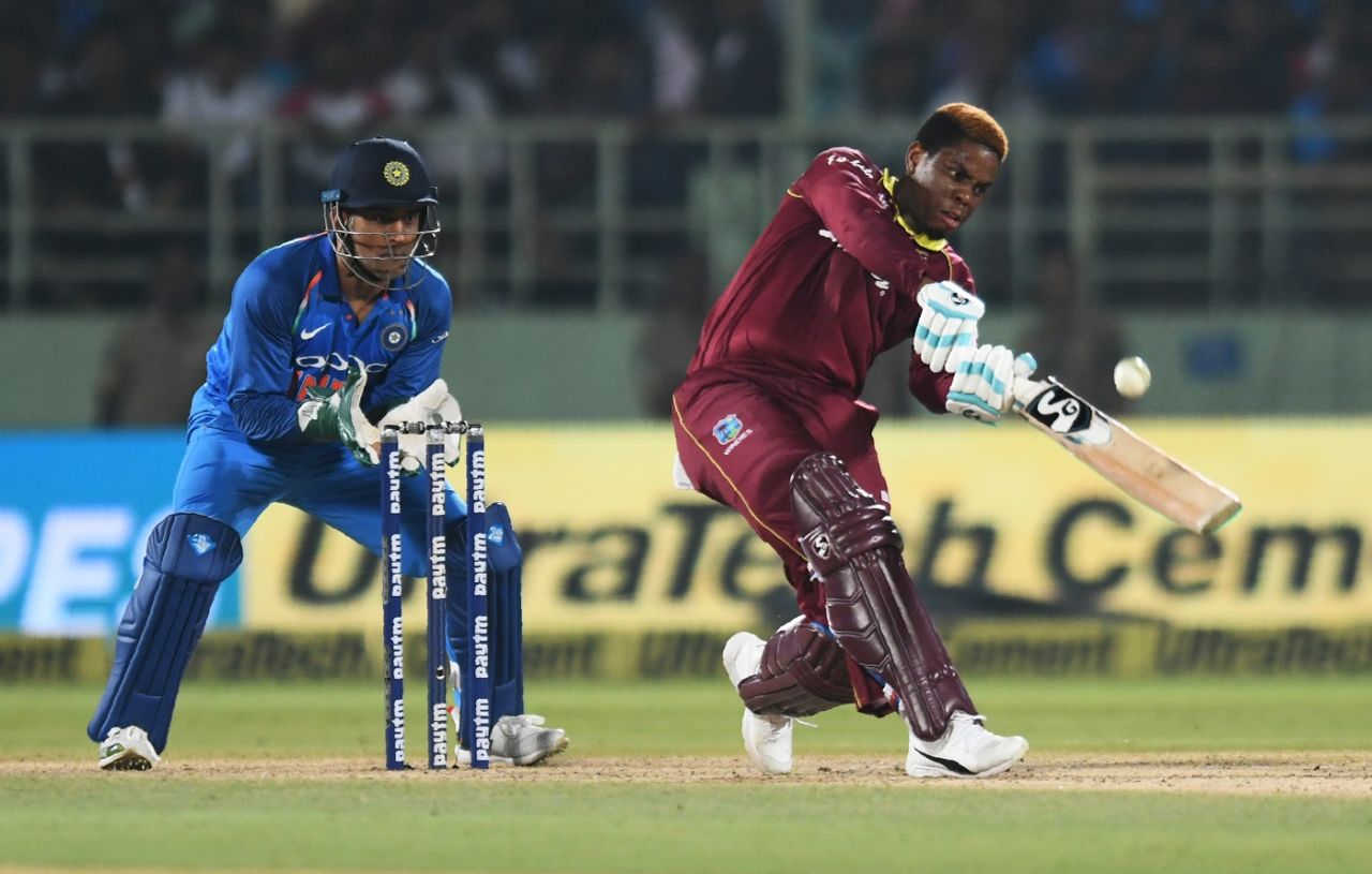Shimron Hetmyer was brutal with his hits over the leg side, India v West Indies, 2nd ODI, Visakhapatnam, October 24, 2018