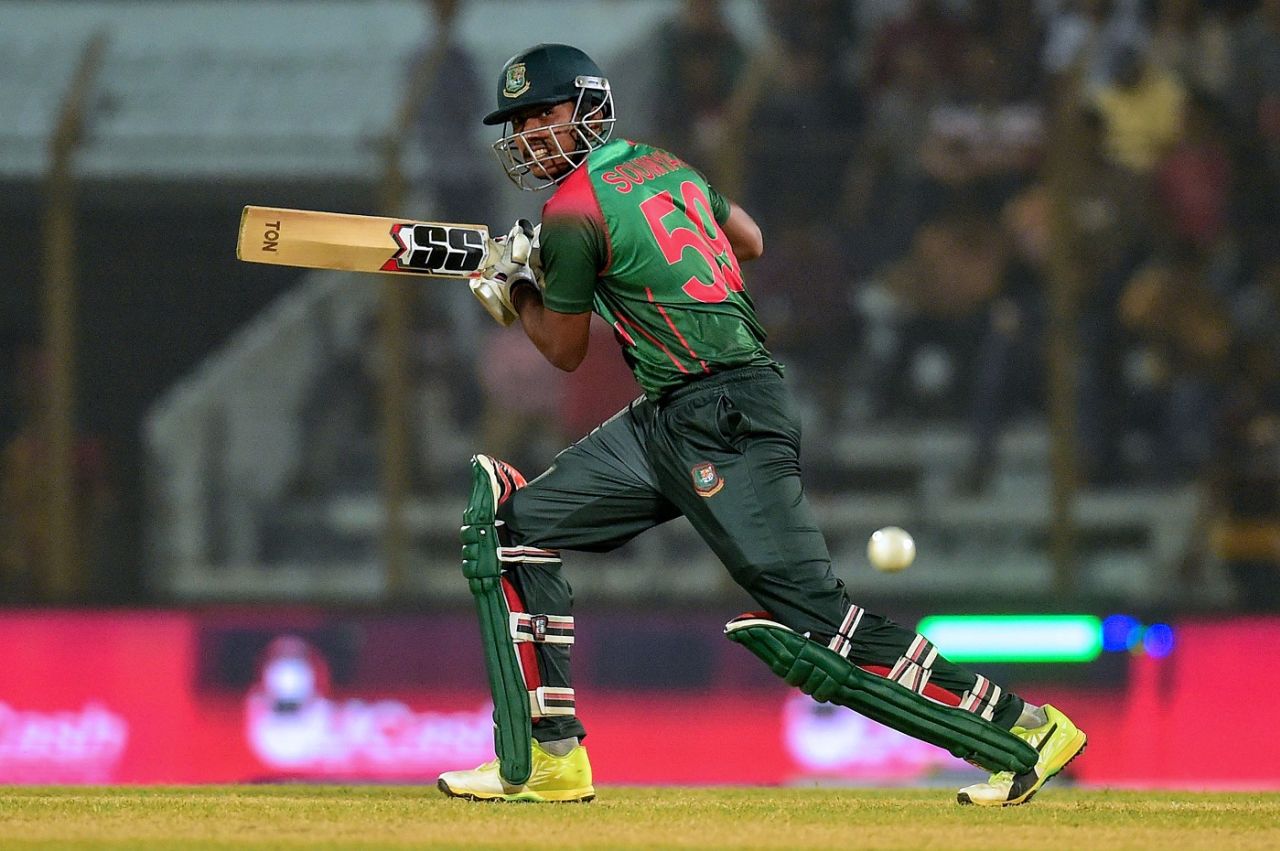 Soumya Sarkar works one on the off side, Bangladesh v Zimbabwe, 3rd ODI, Chittagong, October 26, 2018