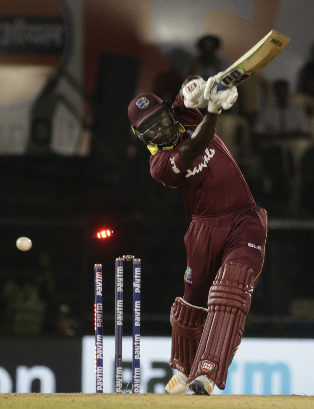 Rovman Powell is clean bowled by an inswinging delivery, India v West Indies, 4th ODI, Mumbai, October 29, 2018