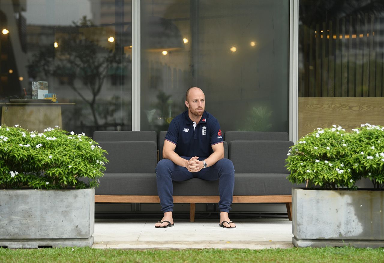 Jack Leach waits for the rain to clear in Colombo, November 1, 2018