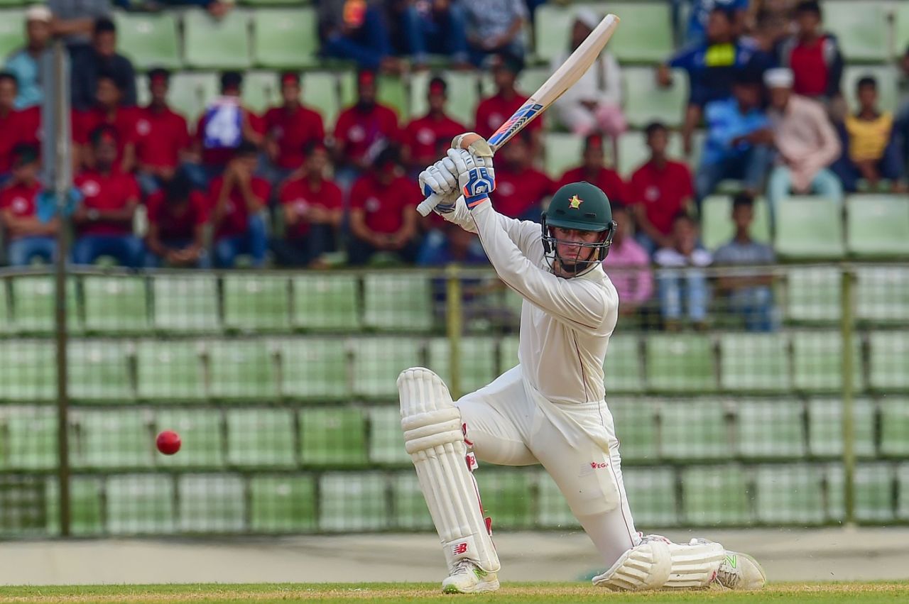 Sean Williams crunches one through the off side, Bangladesh v Zimbabwe, 1st Test, Sylhet, 1st day, November 3, 2018