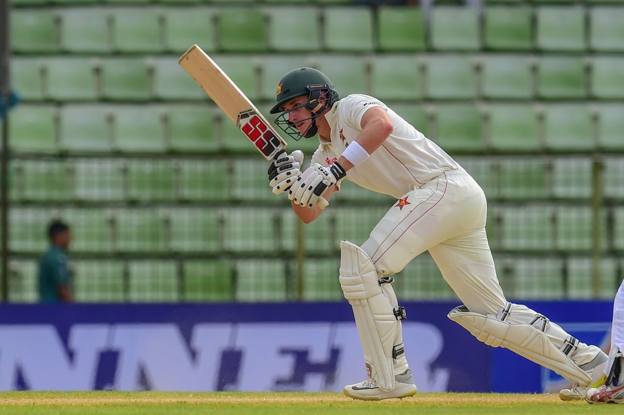 Peter Moor plays through the on side, Bangladesh v Zimbabwe, 1st Test, Sylhet, 2nd day, November 4, 2018