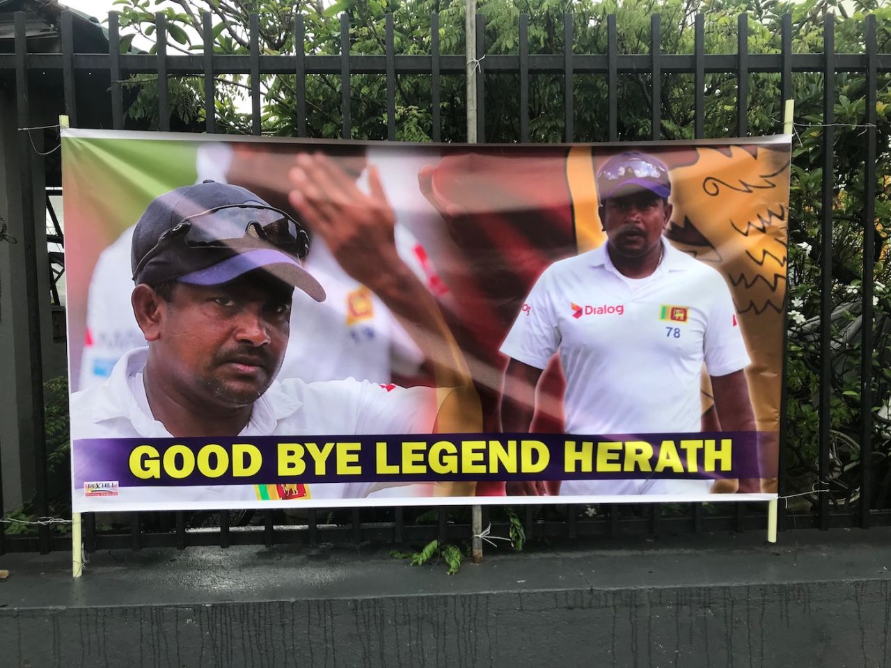 Banners were put up for Rangana Herath before his Test farewell, Galle, November 5, 2018