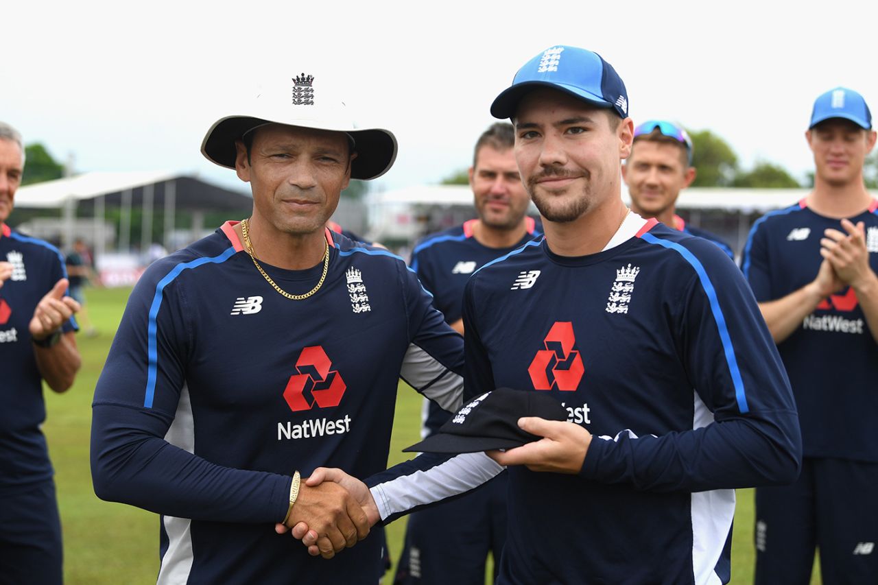Rory Burns receives his first Test cap from Mark Ramprakash, Sri Lanka v England, 1st Test, Galle, 1st day, November 6, 2018