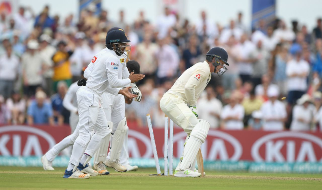 Keaton Jennings reacts after being bowled, Sri Lanka v England, 1st Test, Galle, 1st day, November 6, 2018
