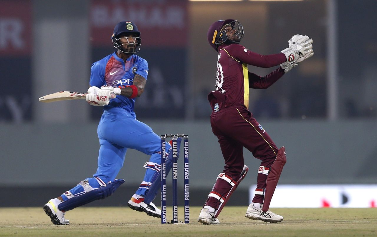 KL Rahul reverse pulls the ball, India v West Indies, 2nd T20I, Lucknow, November 6, 2018