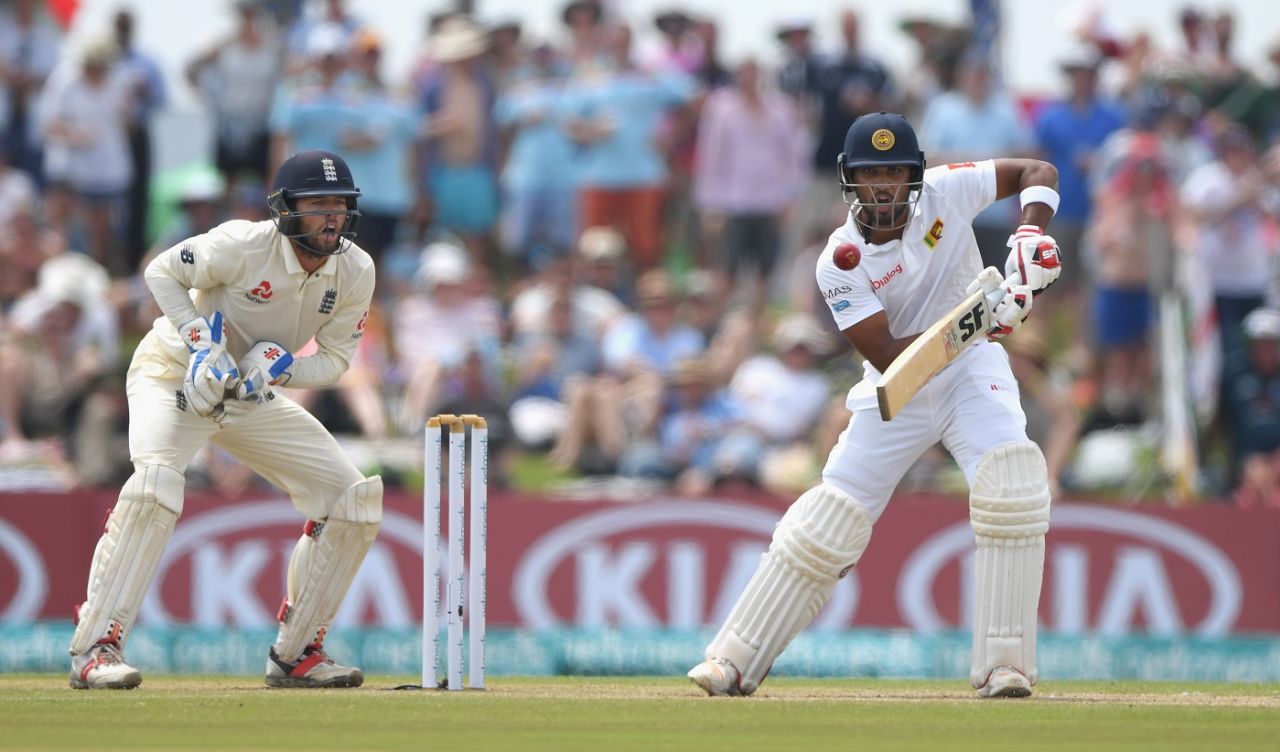 Dinesh Chandimal plays the ball square, Sri Lanka v England, 1st Test, Galle, 2nd day, November 7, 2018