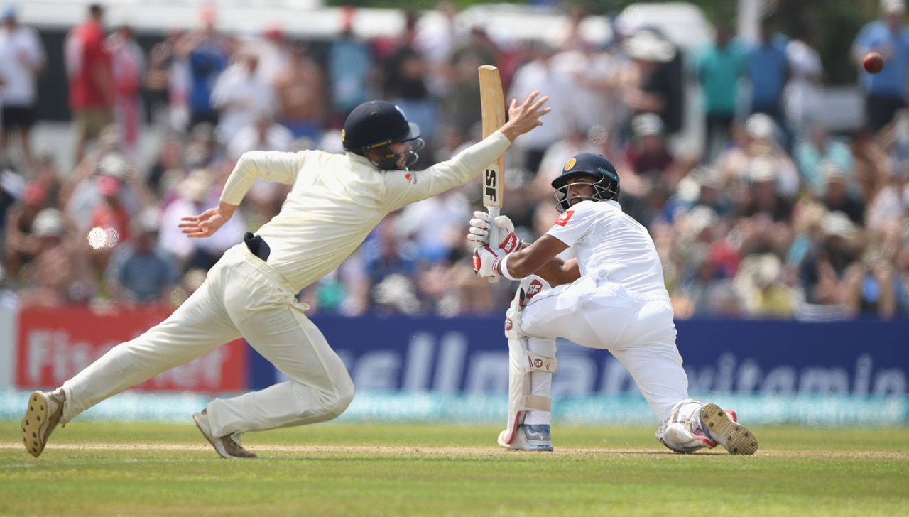 Rory Burns dives as Dinesh Chandimal sweeps, Sri Lanka v England, 1st Test, Galle, 2nd day, November 7, 2018