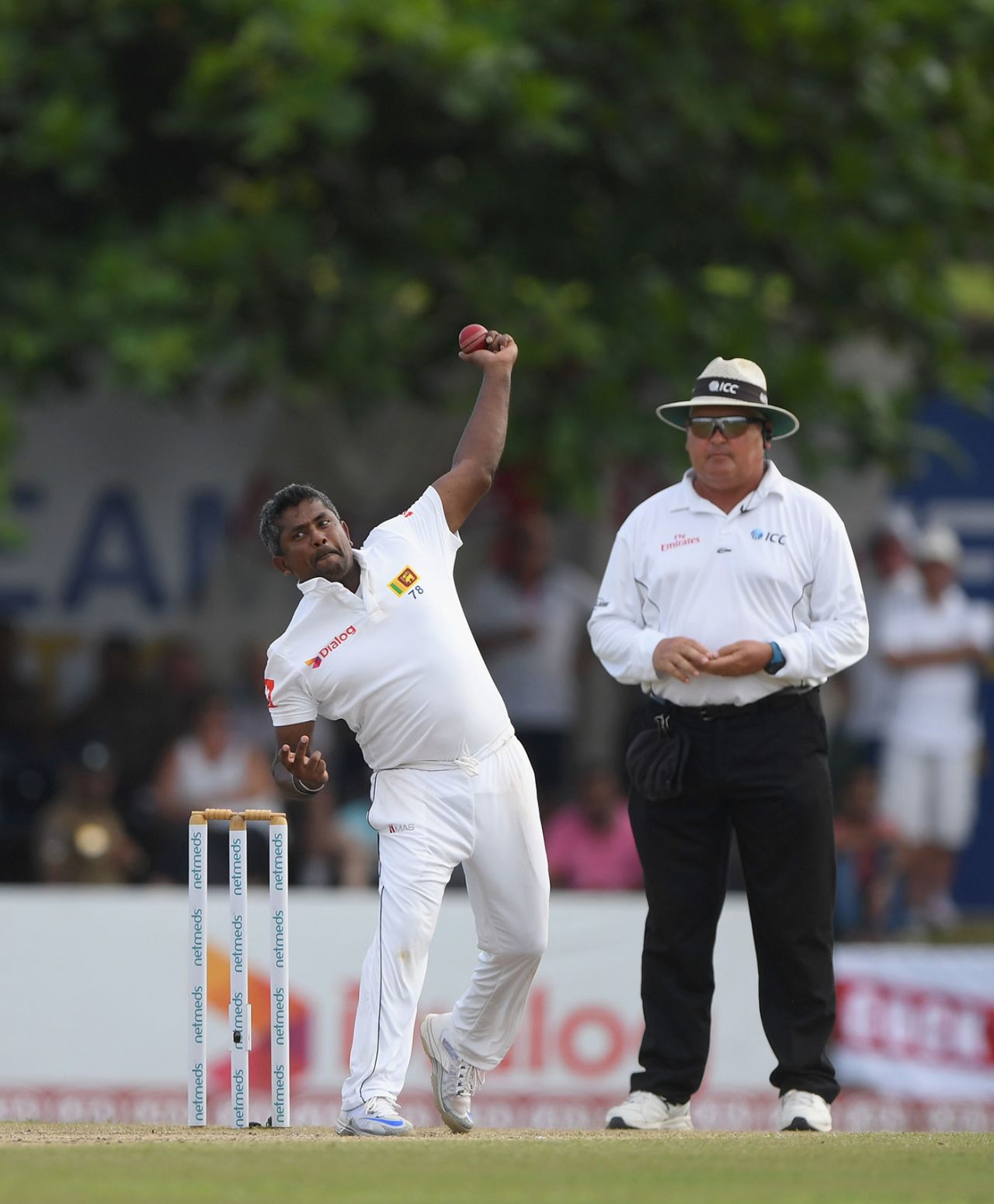 Rangana Herath bowls for the final time in Test cricket, Sri Lanka v England, 1st Test, 3rd day, Galle, November 8, 2018