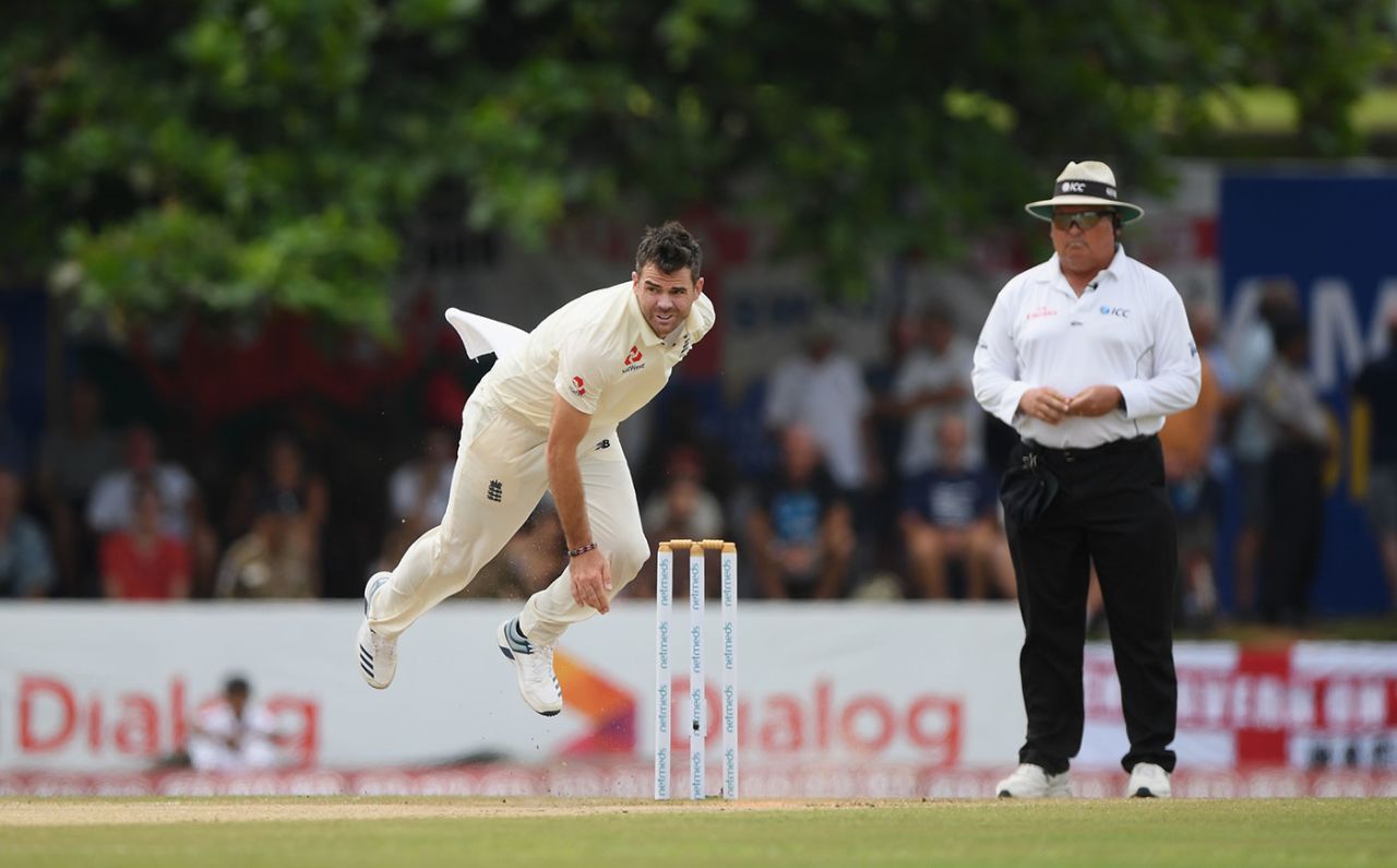 James Anderson bowls on the fourth day in Galle, Sri Lanka v England, 1st Test, 4th day, Galle, November 9, 2018