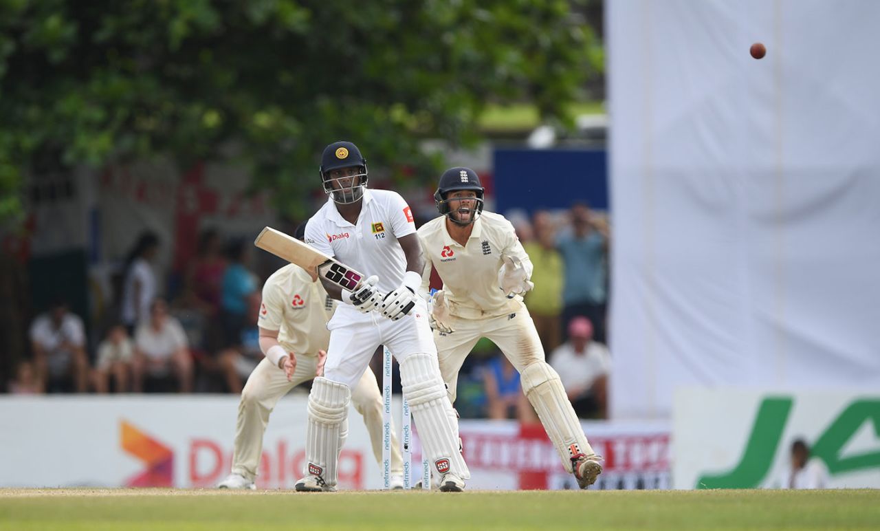 Angelo Mathews clips in the air to be caught at mid-on, Sri Lanka v England, 1st Test, 4th day, Galle, November 9, 2018