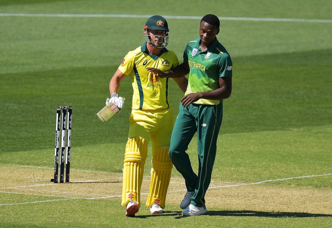 Chris Lynn and Kagiso Rabada had a run-in during the game, Australia v South Africa, 2nd ODI, Adelaide, November 9, 2018