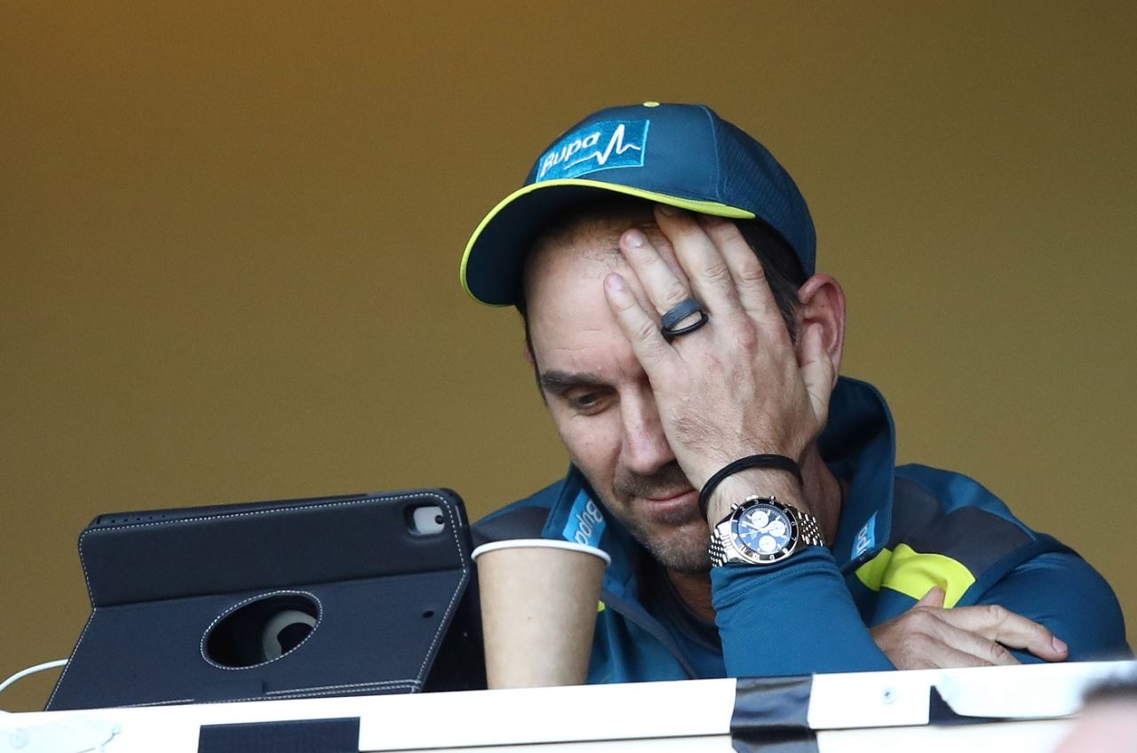 Justin Langer in a pensive mood, Australia v South Africa, 2nd ODI, Adelaide, November 9, 2018