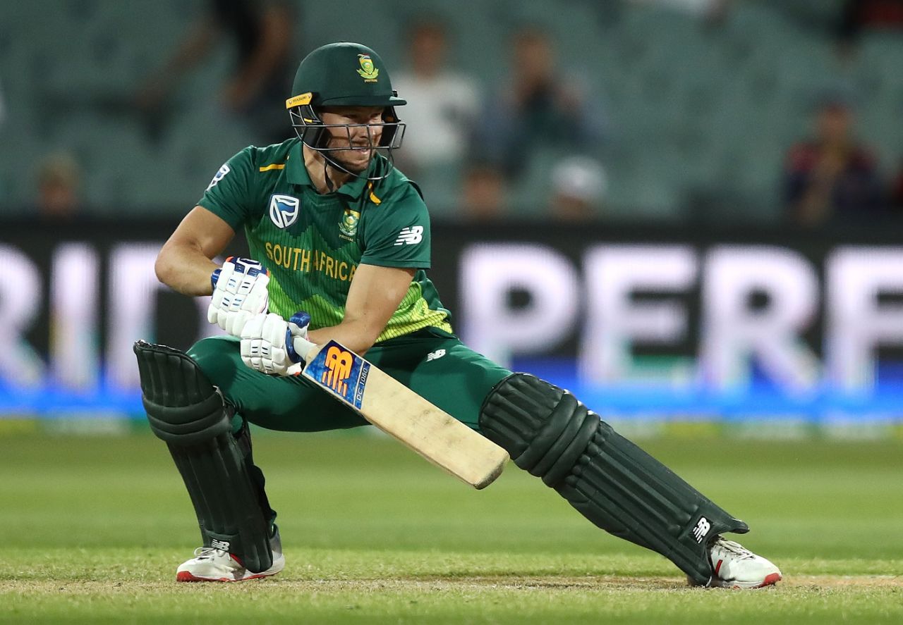 David Miller opens the face of his bat to run the ball down, Australia v South Africa, 2nd ODI, Adelaide, November 9, 2018