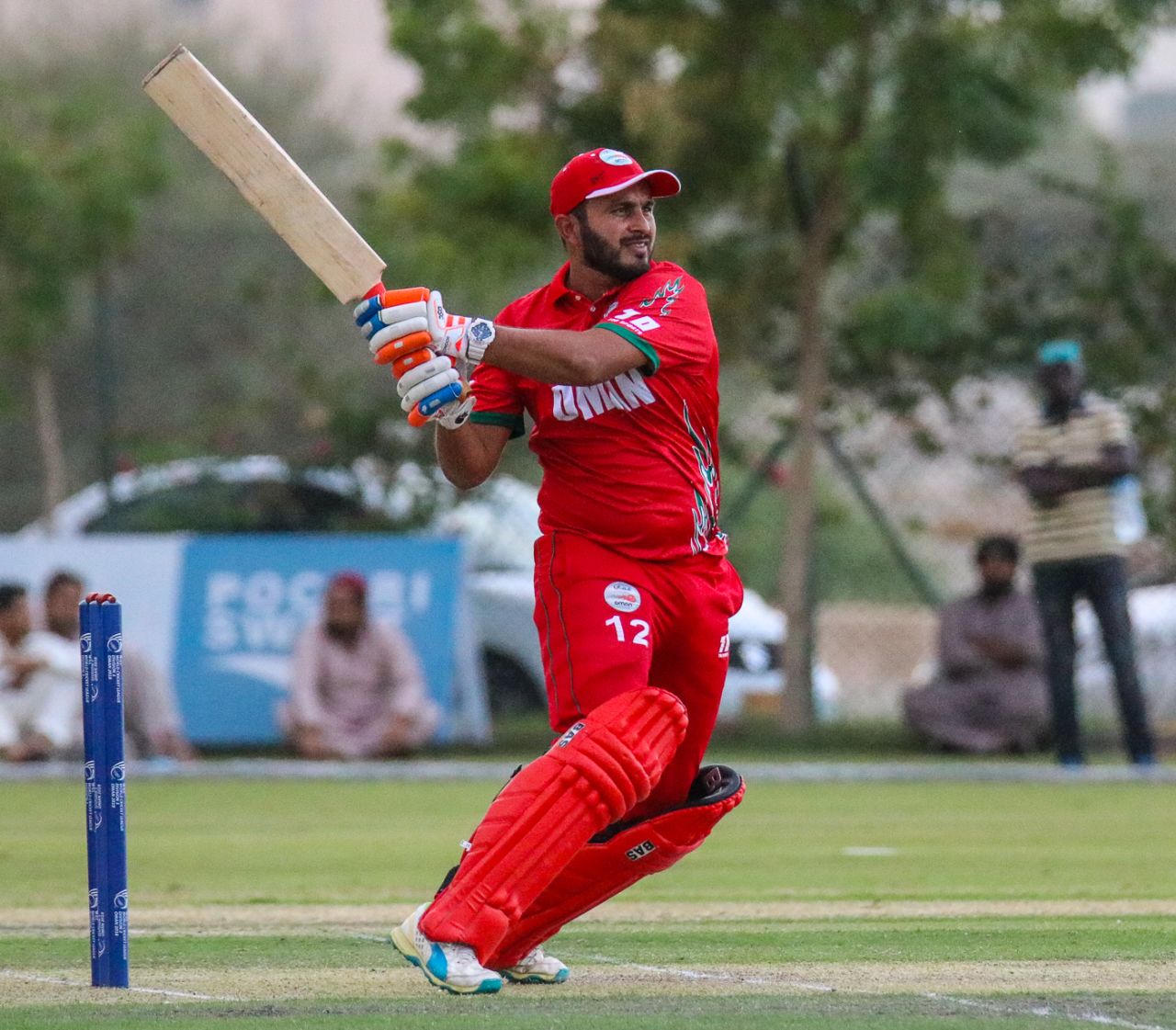 Oman captain Zeeshan Maqsood pulls through midwicket for a boundary to clinch victory, Oman v Kenya, ICC World Cricket League Division Three, Al Amerat, November 9, 2018