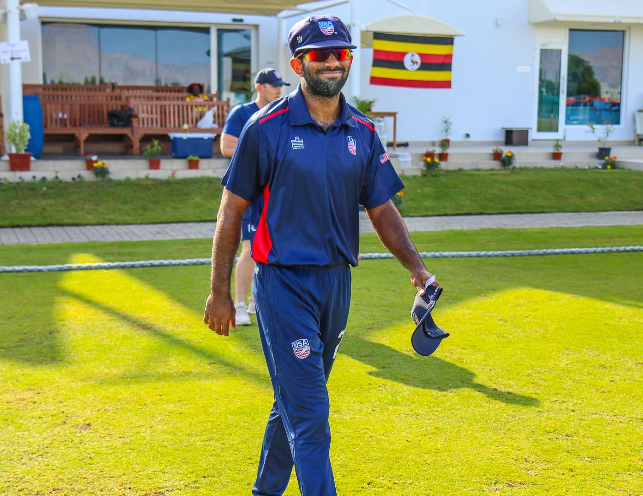 USA captain Saurabh Netravalkar sports USA's new 'baggy blue' hat, Uganda v USA, ICC World Cricket League Division Three, Al Amerat, November 10, 2018