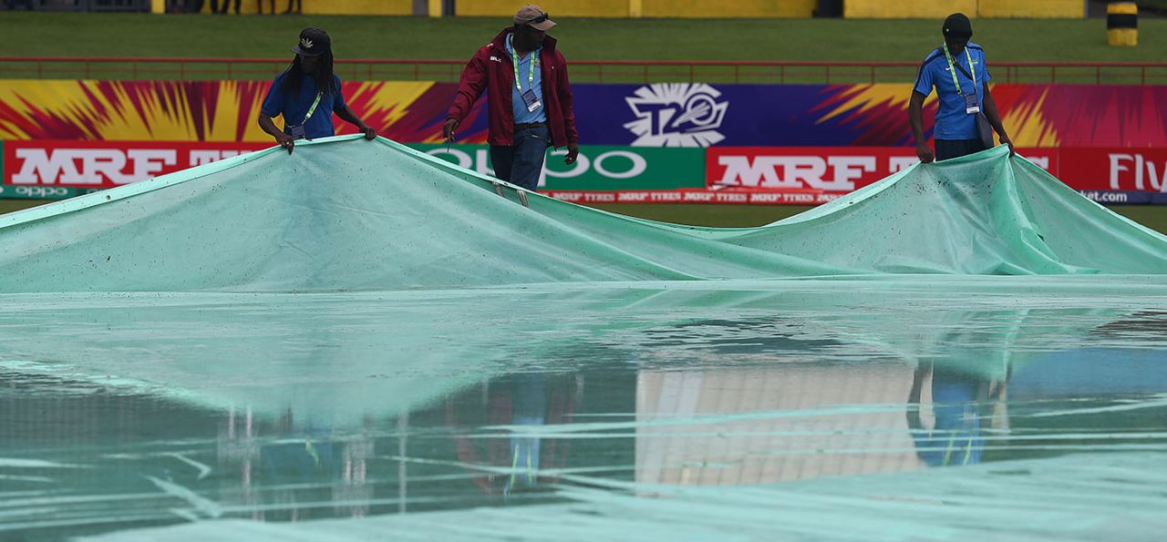 Heavy rainfall meant the groundstaff had a job on their hands, England v Sri Lanka, Women's World T20, St Lucia, November 10, 2018