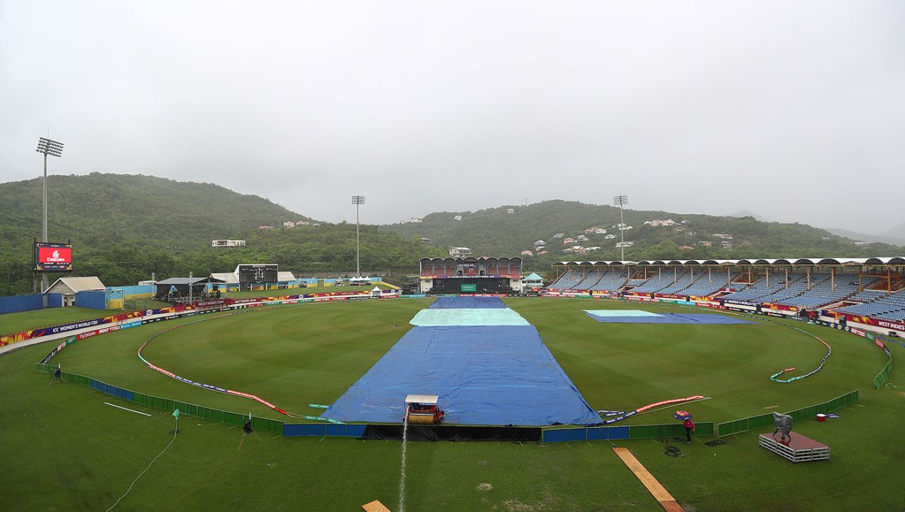 Heavy rainfall forced a washout in England's opening match of the WWT20 v Sri Lanka, England v Sri Lanka, Women's World T20, St Lucia, November 10, 2018