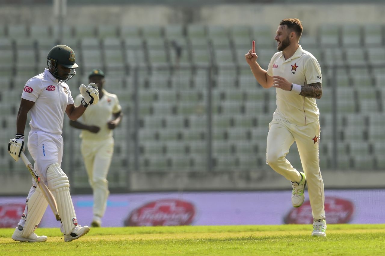 Kyle Jarvis' early strikes set Bangladesh back, Bangladesh v Zimbabwe, 2nd Test, Dhaka, 1st day, November 11, 2018