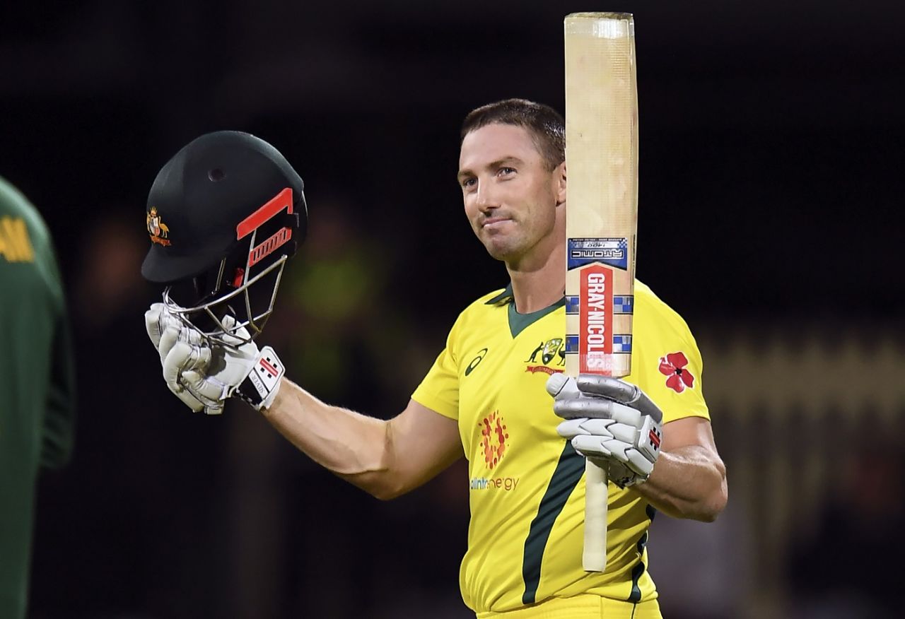 Shaun Marsh brings up his hundred, Australia v South Africa, 3rd ODI, Hobart, November 11, 2018