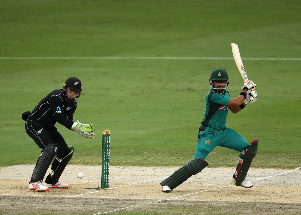 Babar Azam plays a square cut, Pakistan v New Zealand, 3rd ODI, Dubai, November 11, 2018