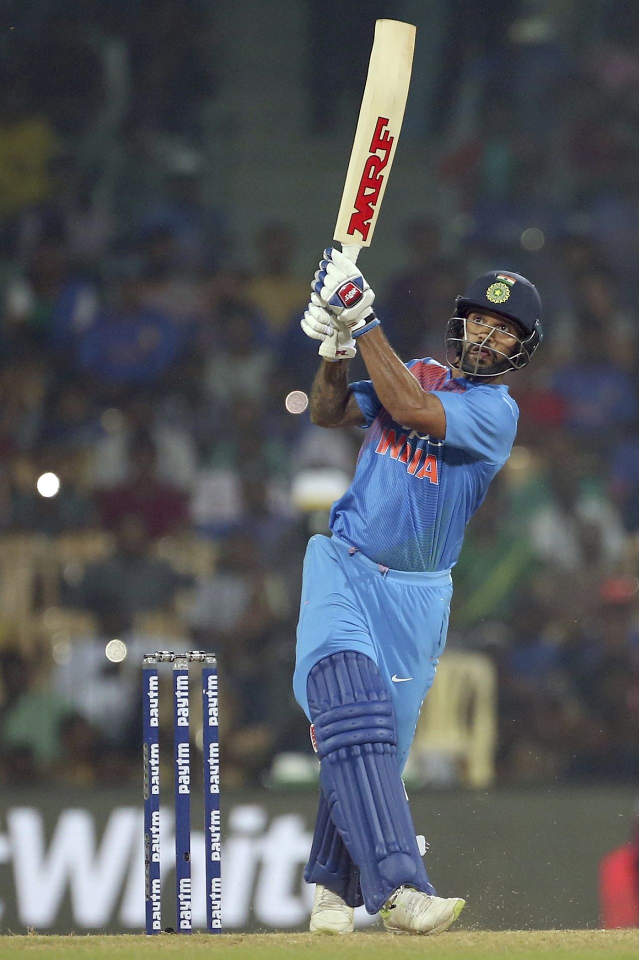 Shikhar Dhawan goes for the big one, India v West Indies, 3rd T20I, Chennai, November 11, 2018