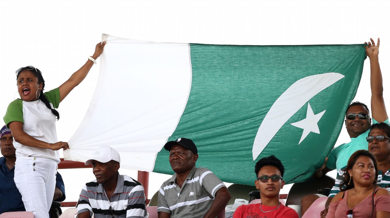Fans display the Pakistan flag in Providence, India v Pakistan, Women's World T20, Group B, Guyana, November 11, 2018