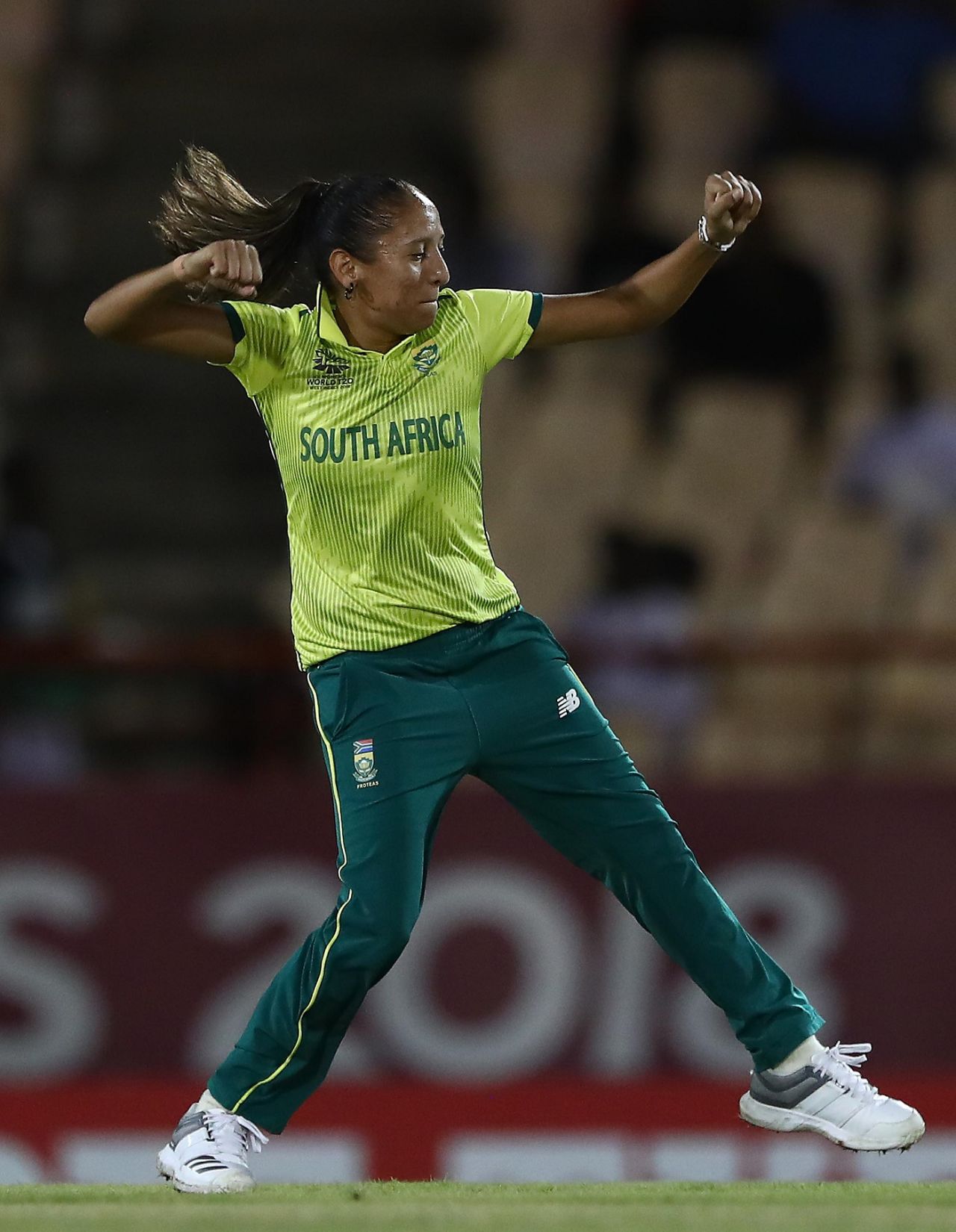 महिला टी20 वर्ल्ड कप इतिहास के 20 सबसे बड़े रिकॉर्ड पर एक नजर Shabnim Ismail is pumped up after taking a wicket, South Africa Women v Sri Lanka Women, Women's World T20, Group A, Gros Islet, November 12, 2018