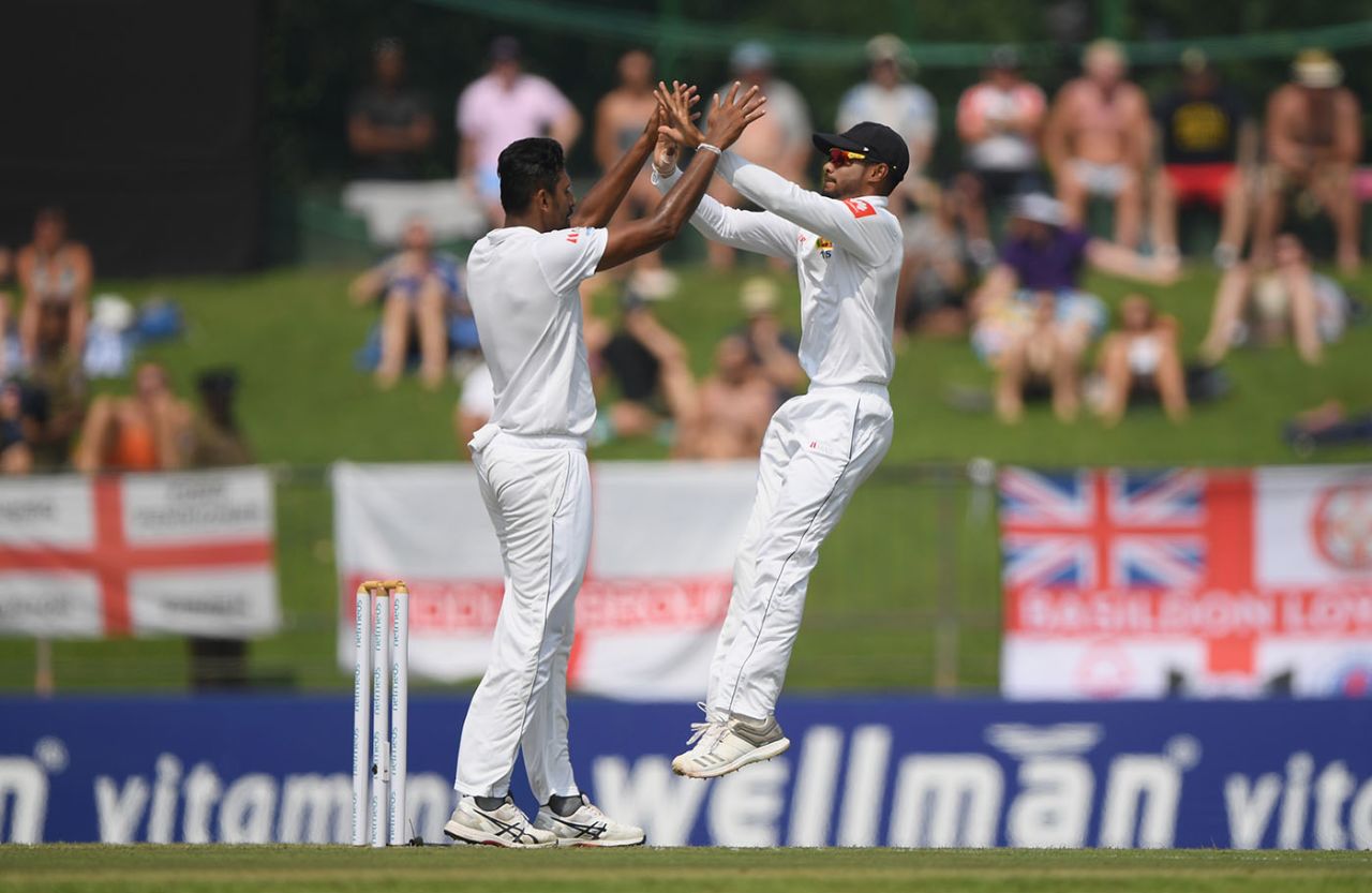 Suranga Lakmal celebrates an early breakthrough, Sri Lanka v England, 2nd Test, Pallekele, 1st day, November 14, 2018