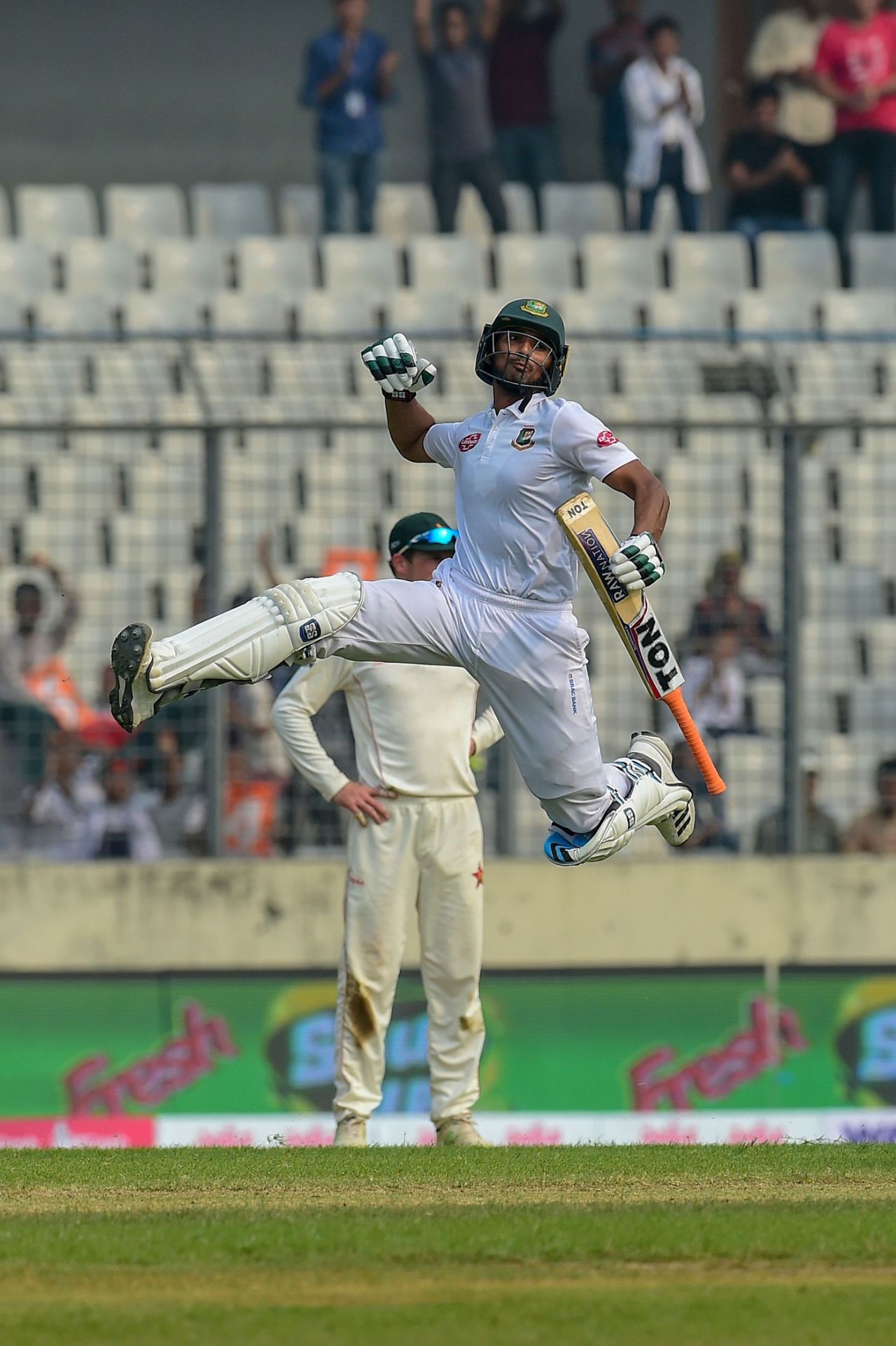 Mahmudullah celebrates his hundred, Bangladesh v Zimbabwe, 2nd Test, Mirpur, 4th day, November 14, 2018