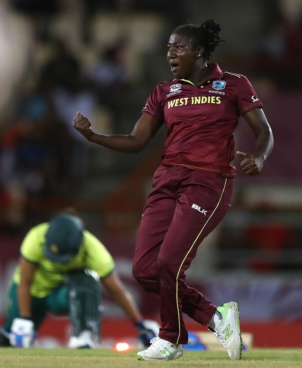 Stafanie Taylor is pumped up after taking a wicket, West Indies v South Africa, Women's World T20