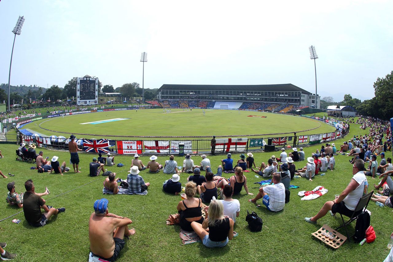 Spectators on the grass banks at Pallekele, Sri Lanka v England, 2nd Test, Pallekele, 2nd day, November 15, 2018