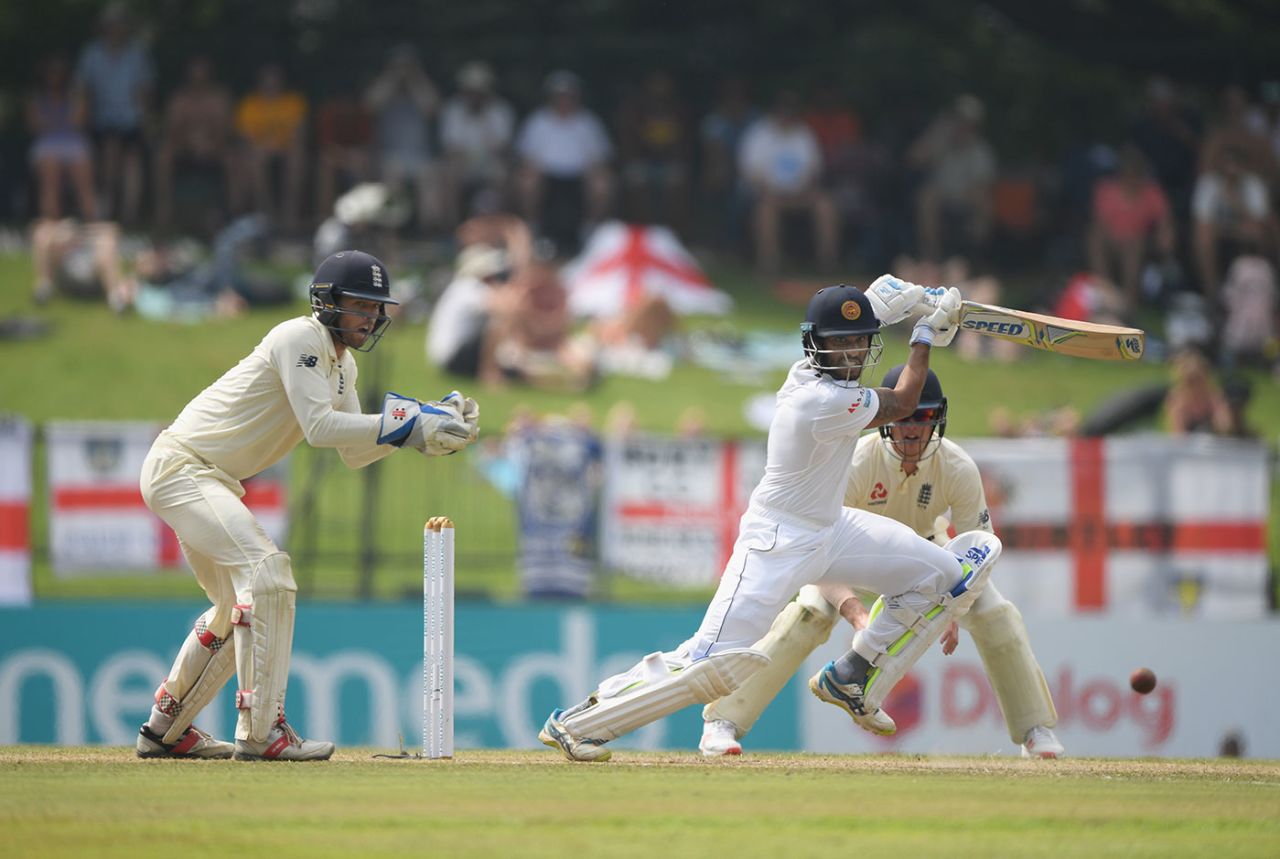 Roshen Silva drives through the off side, Sri Lanka v England, 2nd Test, Pallekele, 2nd day, November 15, 2018
